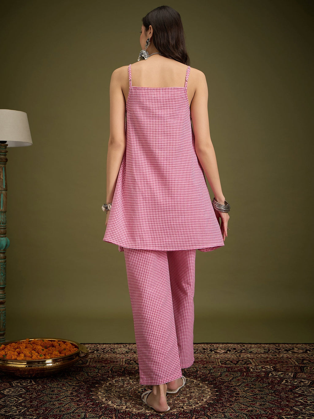 InWeave Pink Small Check Strappy Co Ord Set