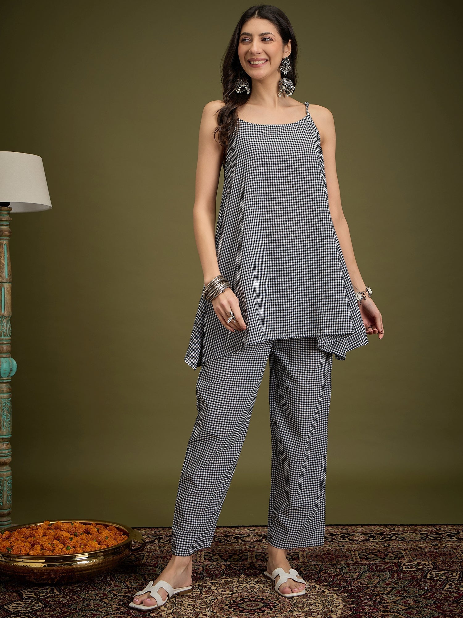 InWeave Black Small Check Strappy Co Ord Set