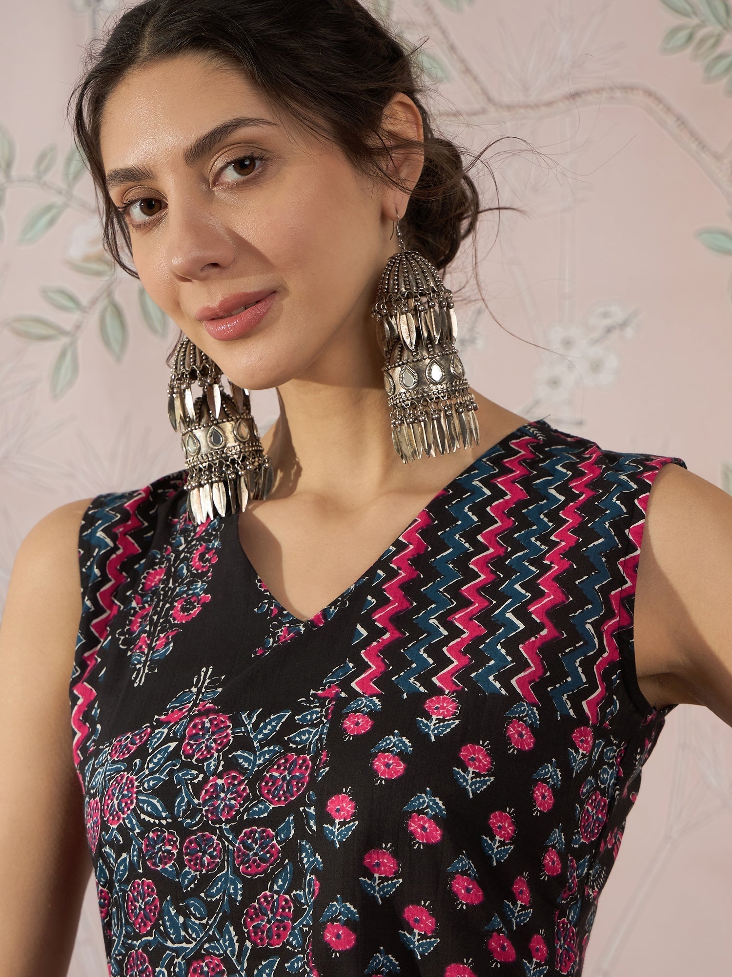 InWeave Black Pink Kurta Dhoti Set