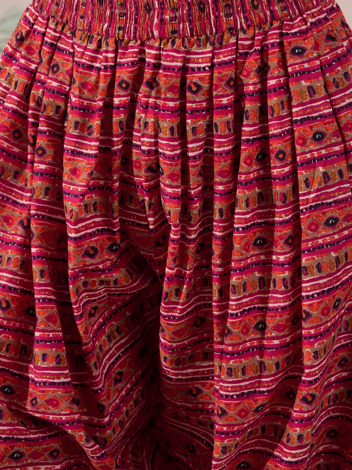 InWeave Dark Pink Cream Kurta Dhoti Set