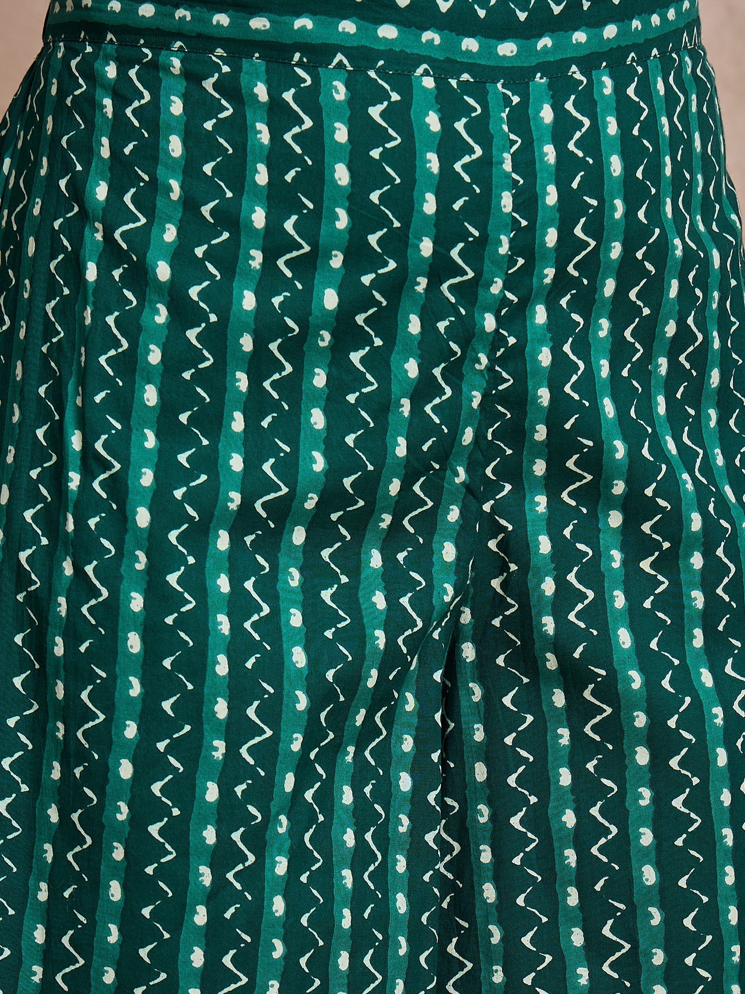 InWeave Teal Zig Zag Round Neck Kurta Set