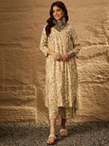 InWeave Off White Swirl V-Flared Kurta Set