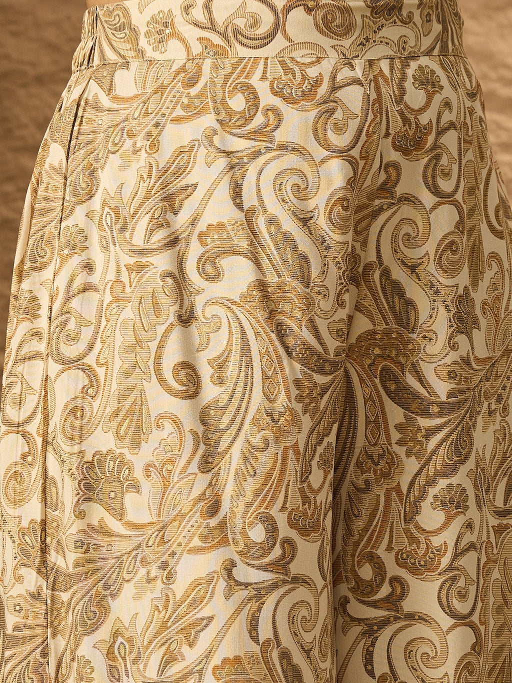 InWeave Off White Swirl V-Flared Kurta Set