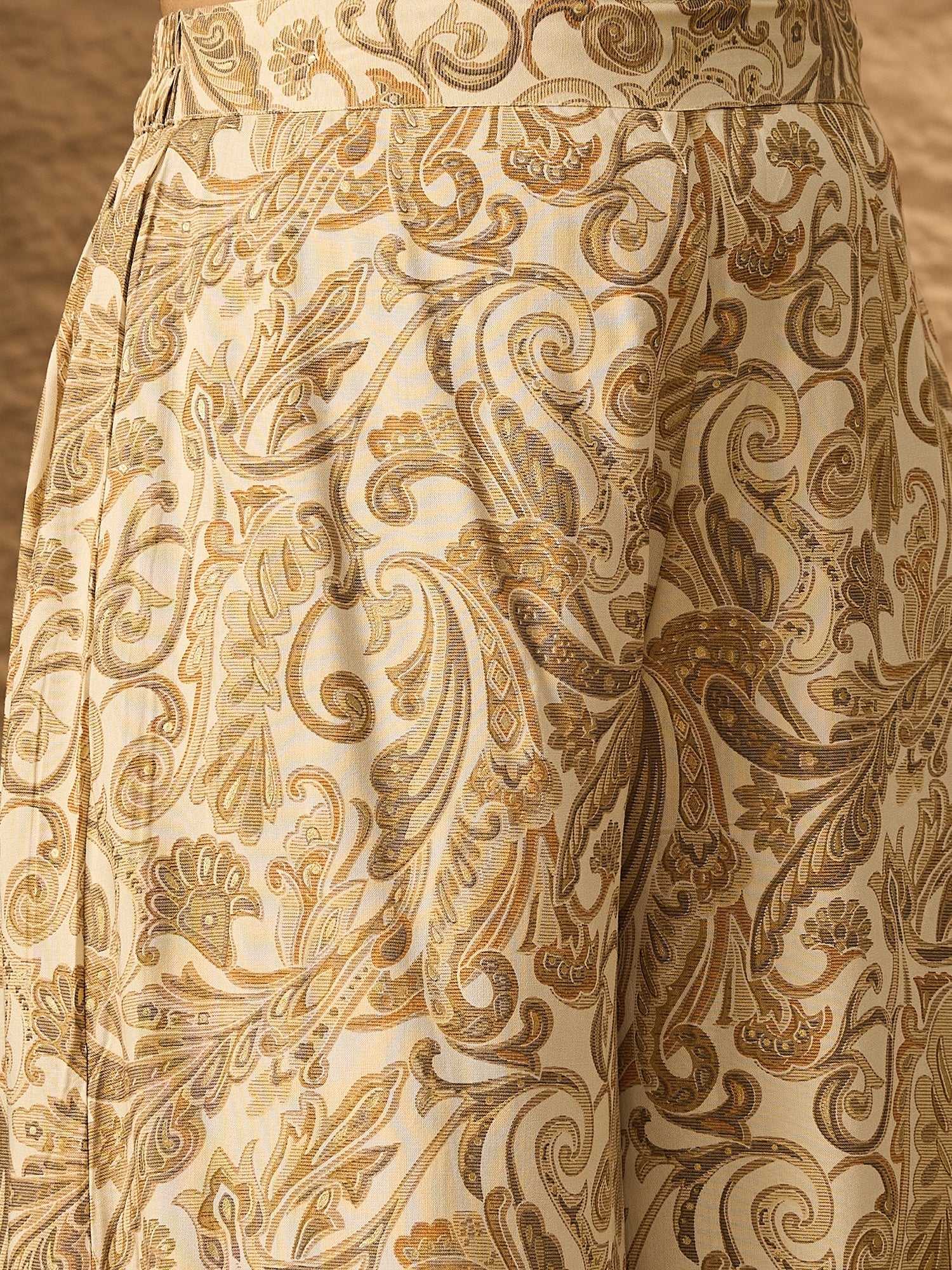 InWeave Off White Swirl V-Flared Kurta Set