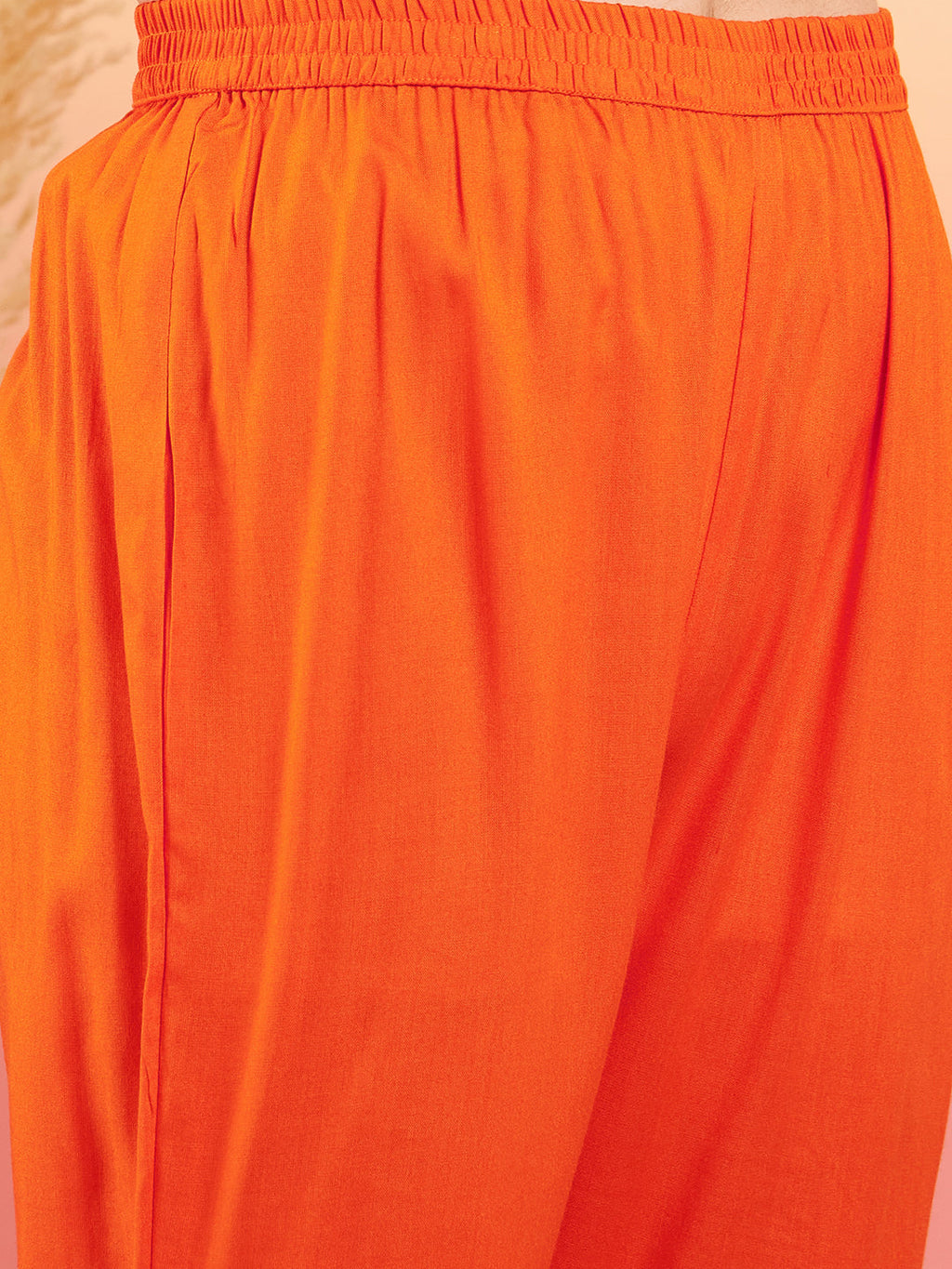 InWeave Women's Orange Sequance Patch Work Kurta Set
