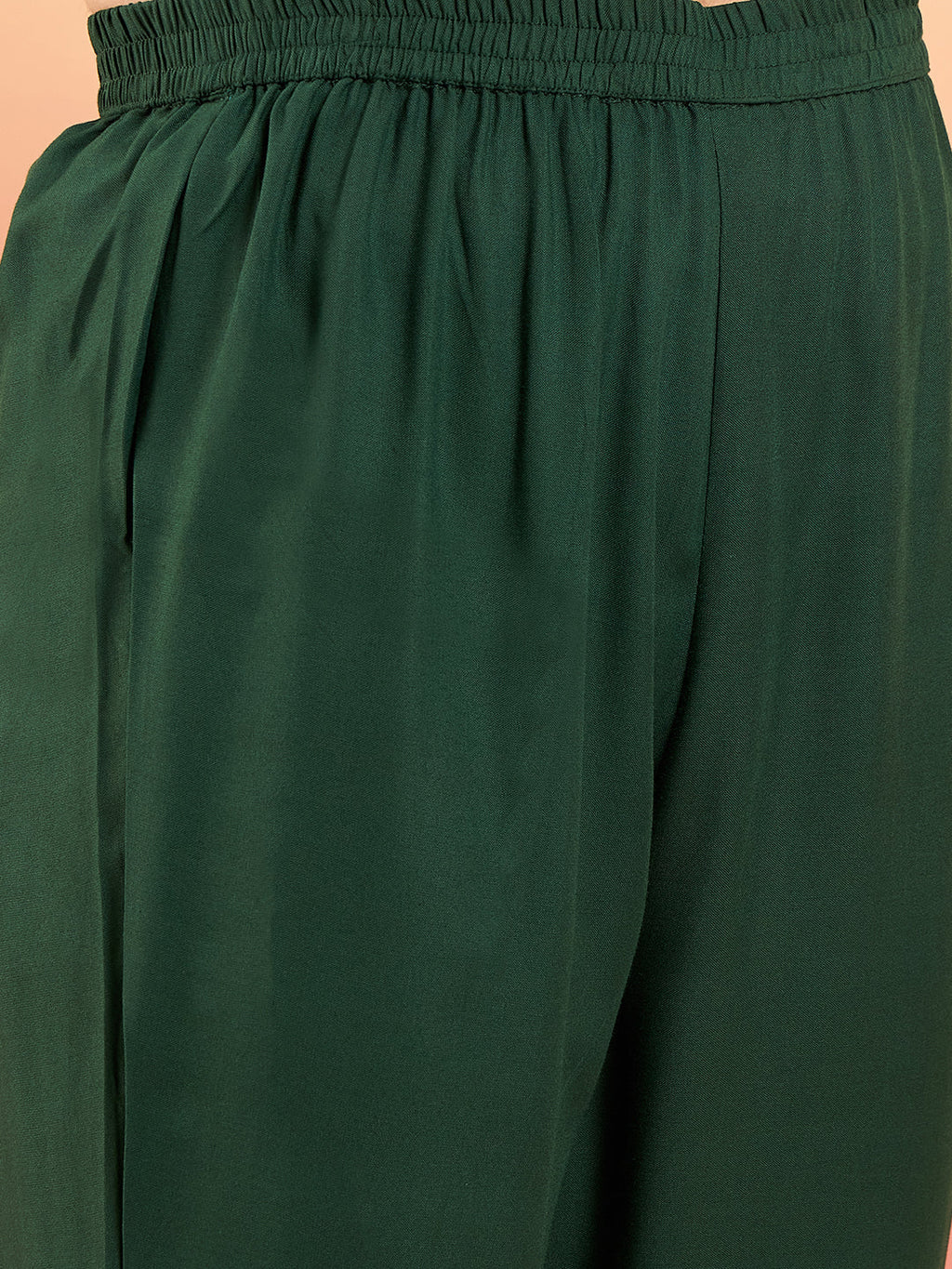 InWeave Women's Dark Green Sequance Patch Work Kurta Set