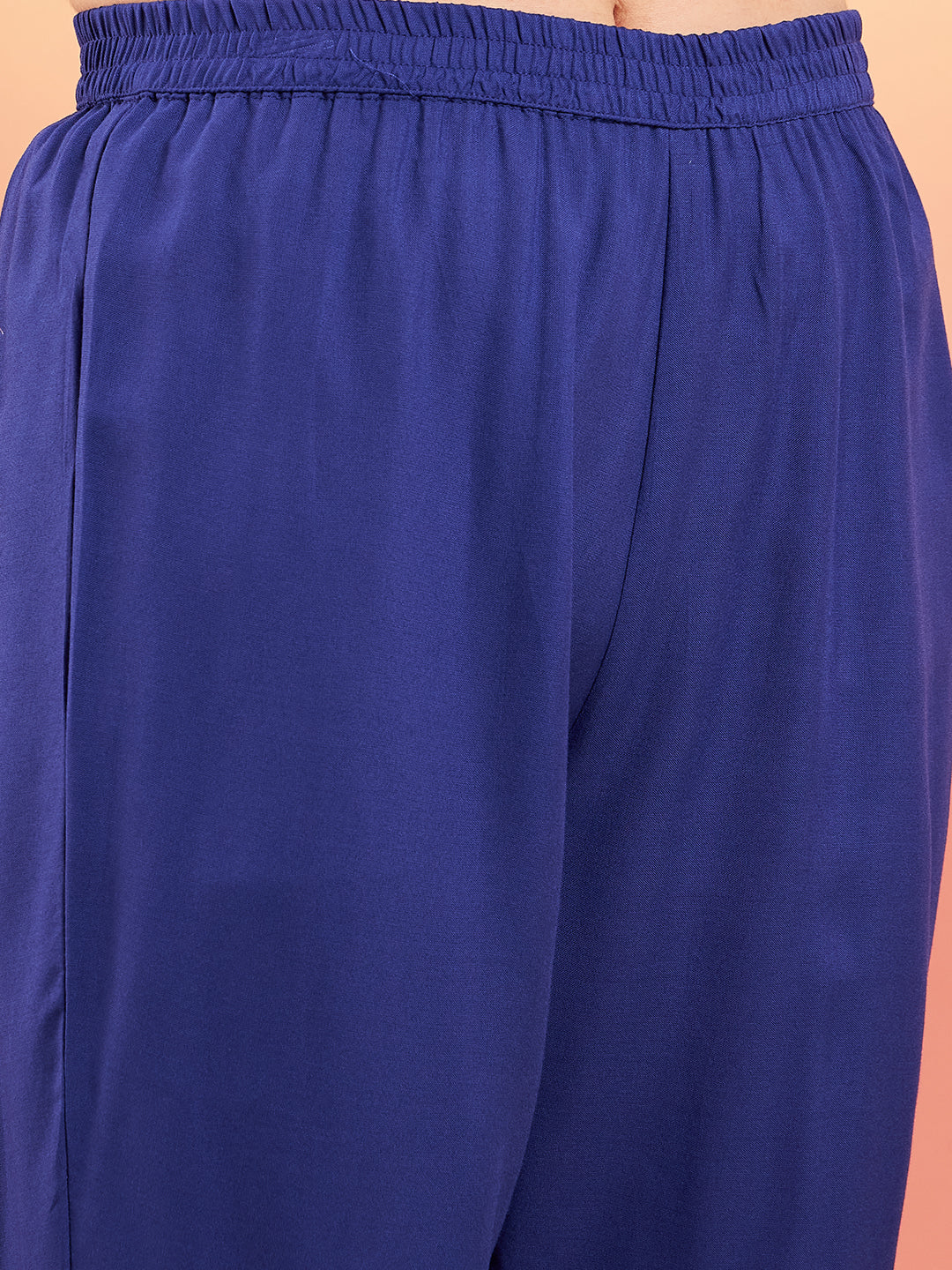 InWeave Women's Ink Blue Sequance Patch Work Kurta Set