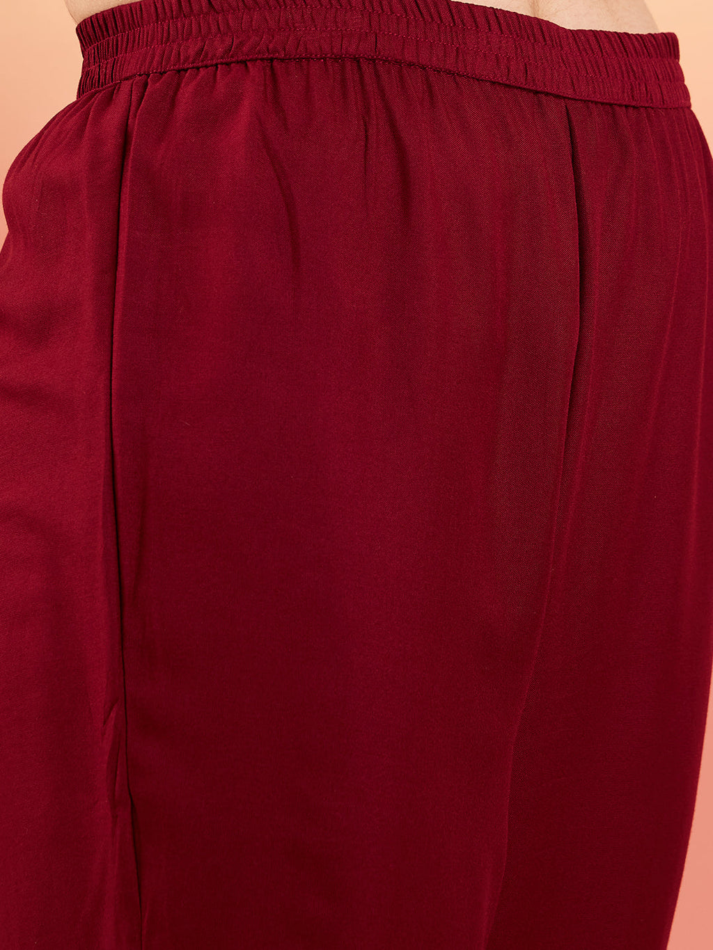 InWeave Women's Maroon Sequance Patch Work Kurta Set