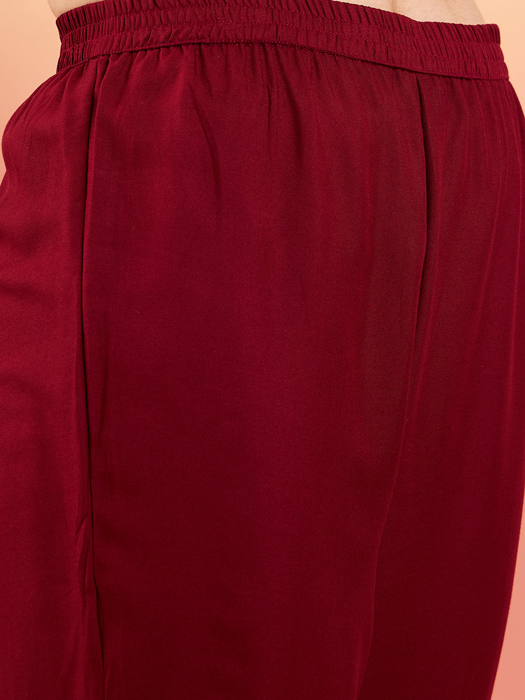 InWeave Women's Maroon Sequance Patch Work Kurta Set