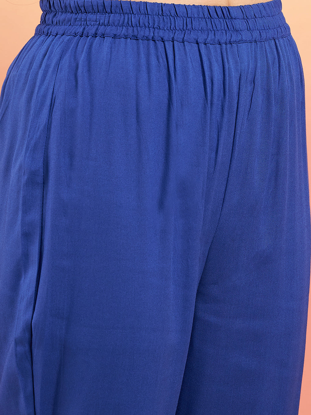 InWeave Women's Ink Blue V Neck Gota Sleeve A Line Kurta Set