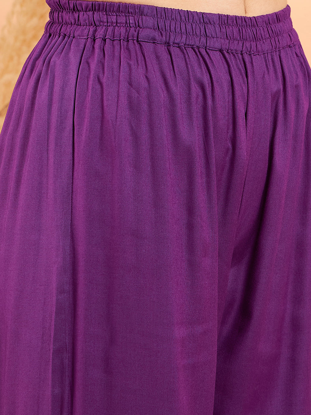 InWeave Women's Violet V Neck Gota Sleeve A Line Kurta Set