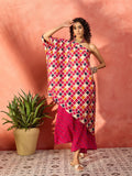 InWeave Fuchsia Multi Check Foil One Shoulder Leh Palazzo Set