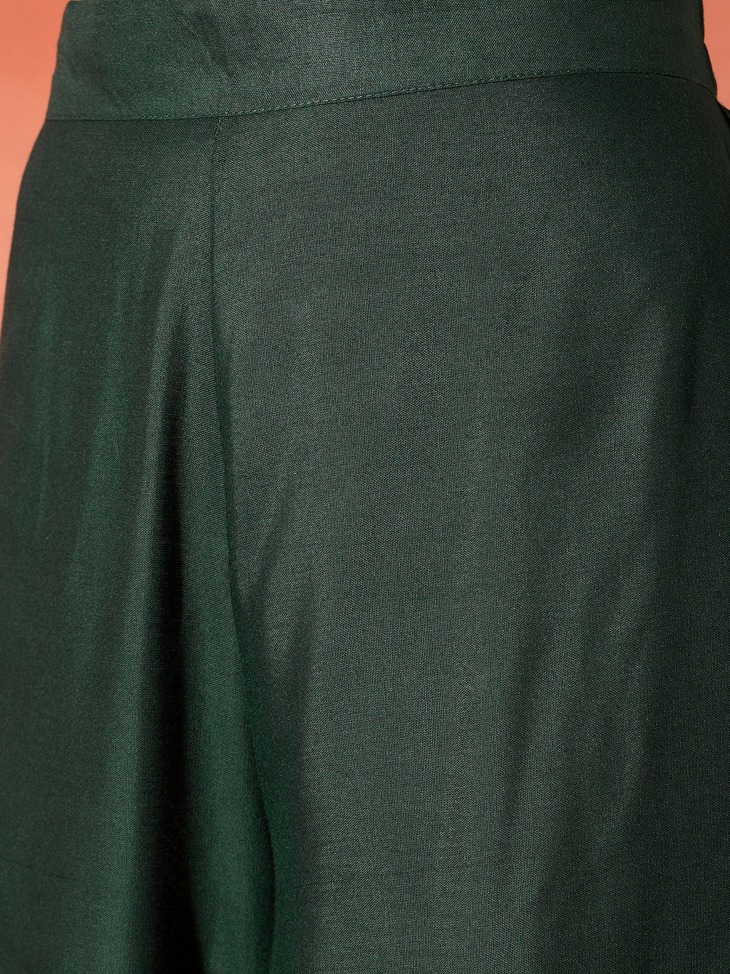 InWeave Dark Green Mandarin Neck High Low Kurta Set