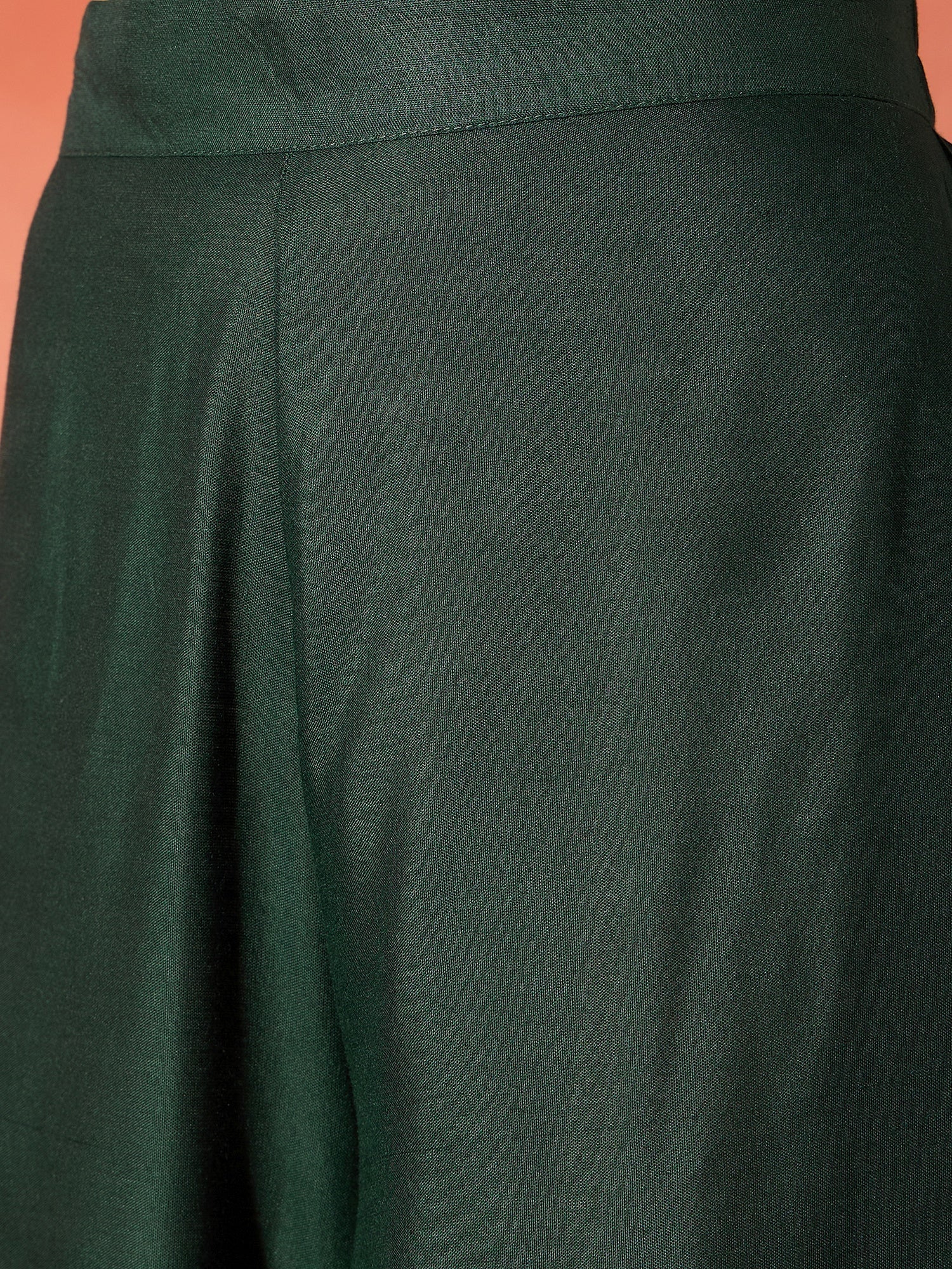 InWeave Dark Green Mandarin Neck High Low Kurta Set