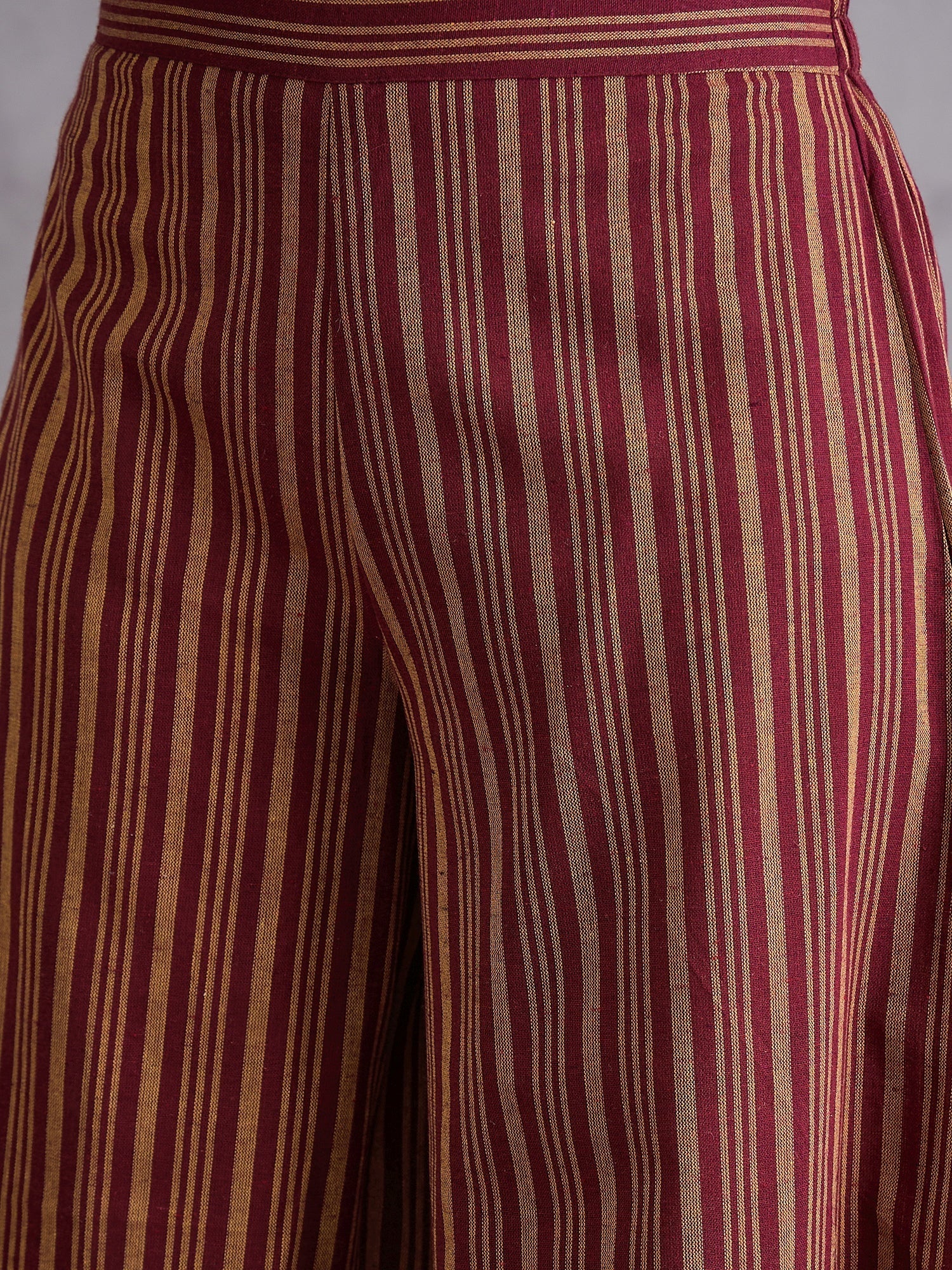 InWeave Maroon Orange Striped Kurta Set