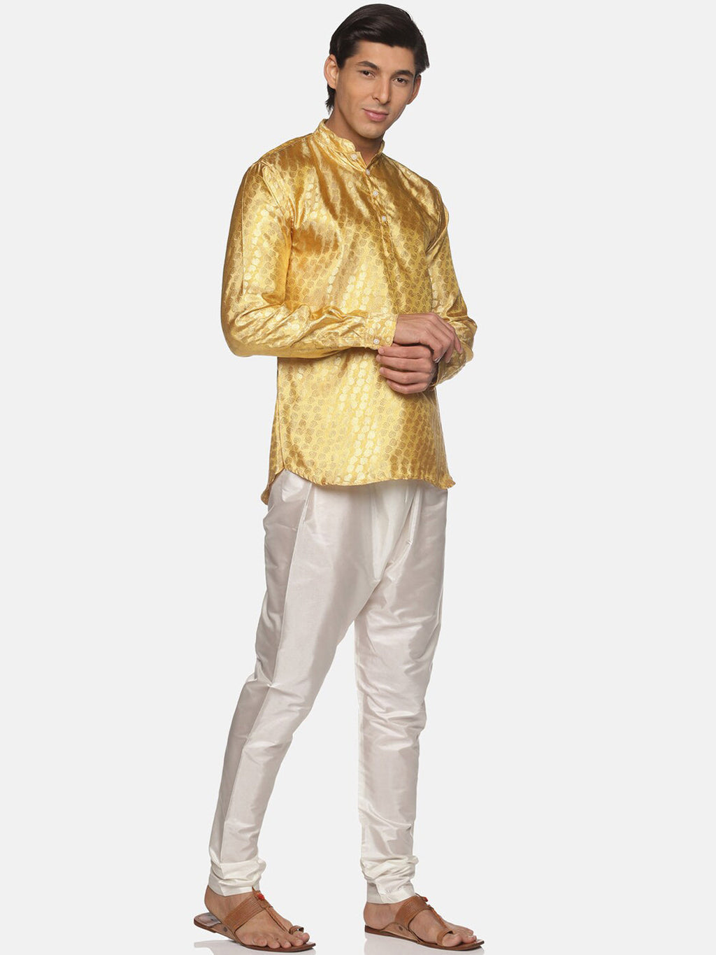 Sethukrishna Men Gold-Toned Kurta with Pyjamas