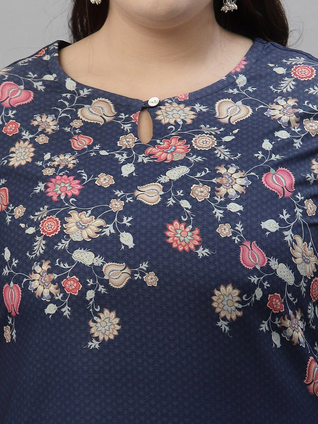 Sztori Plus Size Floral Printed Regular Kurta with Trousers