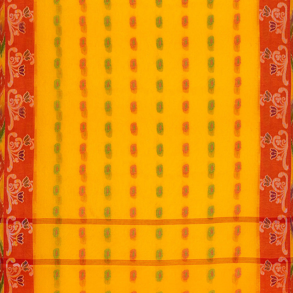 Exclusive Collection 100% Pure Cotton Yellow Tant Saree With Hand Weaving Work