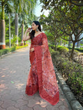 Vamsee Gunjan Red Organza Saree