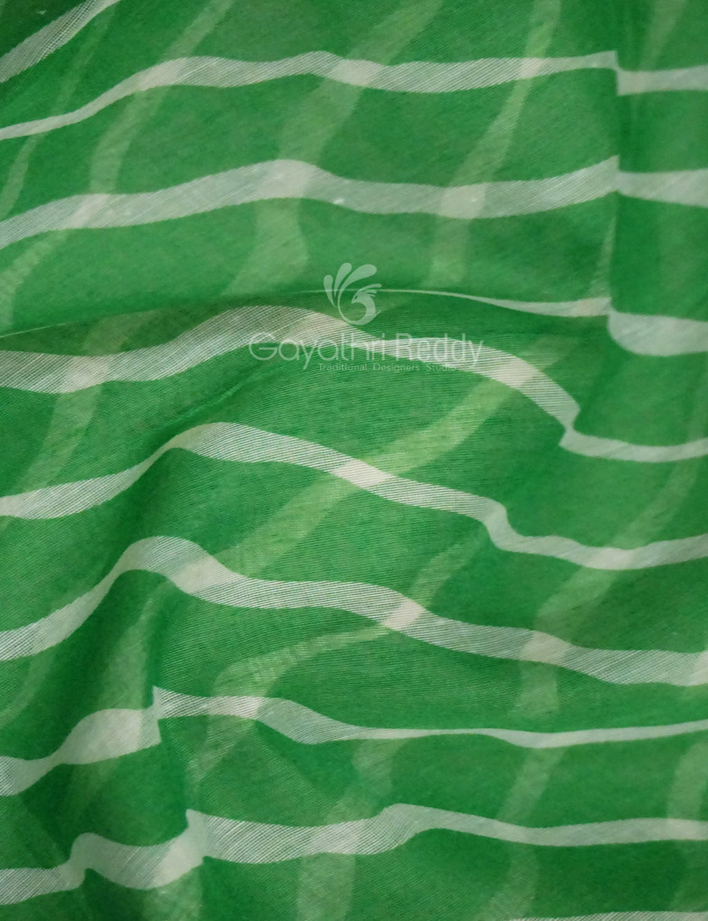Shades of Parrot Green Leheriya Print Semi Chanderi Saree By Gayathri Reddy Designer Studio