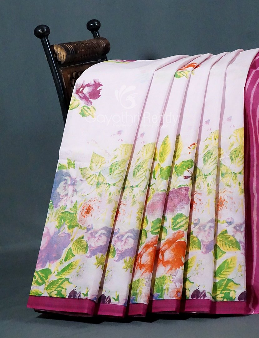 Block Print Baby Pink Coloured Mulmul Cotton Saree By Gayathri Reddy Designer Studio