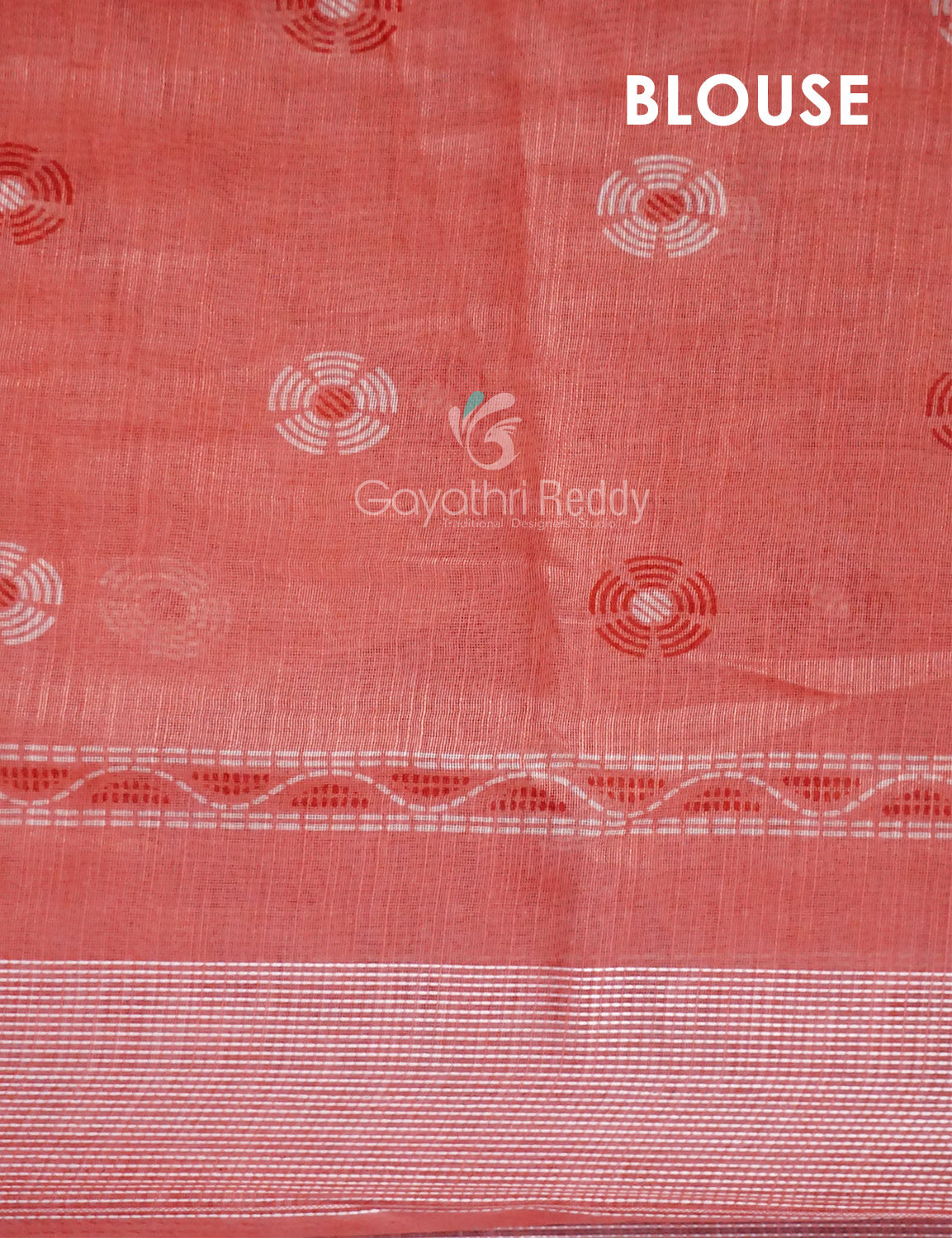 Mix of Peach and Orange Block Printed Semi Chanderi Saree By Gayathri Reddy Designer Studio