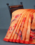 Shades of Light Orange Floral Print Semi Chanderi Saree By Gayathri Reddy Designer Studio