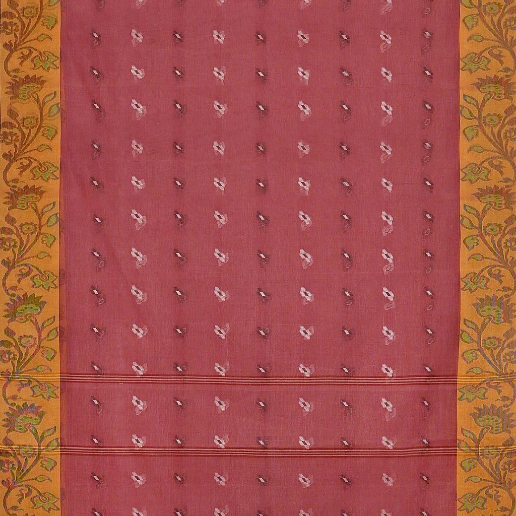 Exclusive Collection 100% Pure Cotton Mauve Tant Saree With Hand Weaving Work