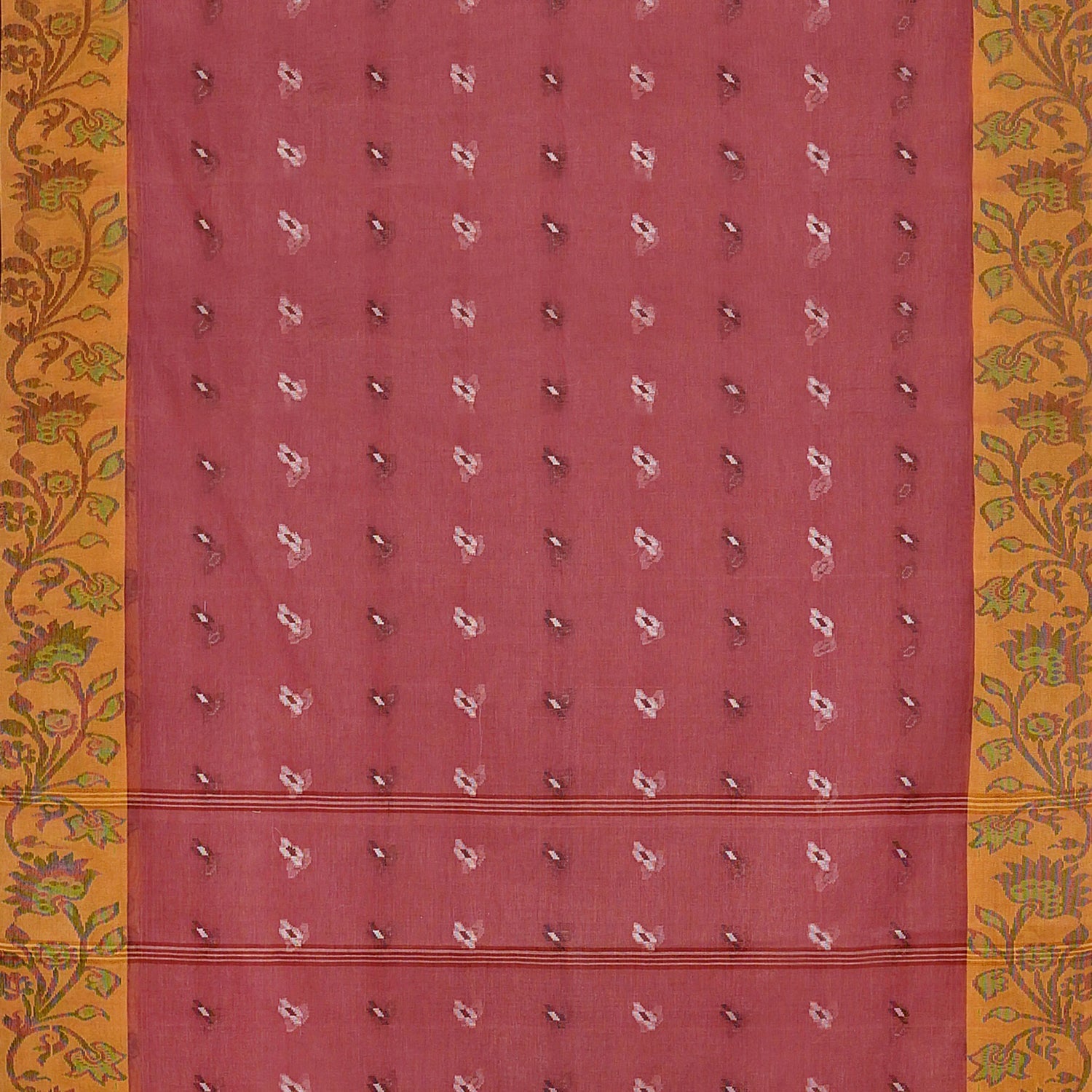 Exclusive Collection 100% Pure Cotton Mauve Tant Saree With Hand Weaving Work