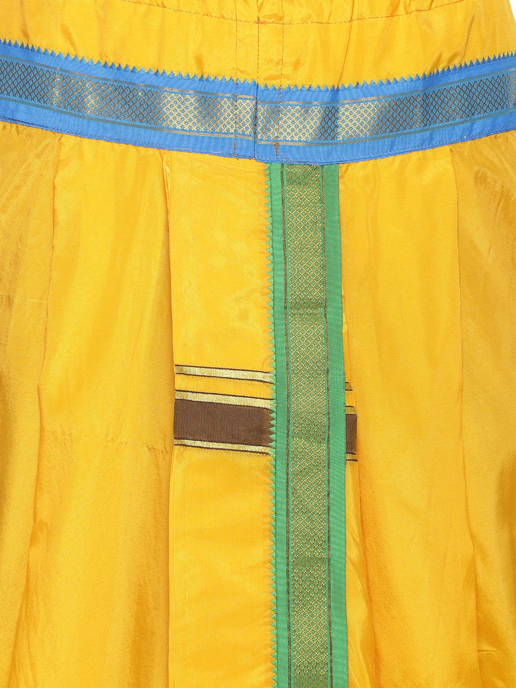Sethukrishna Yellow Solid Double Layer Readymade Dhoti Pant For Men