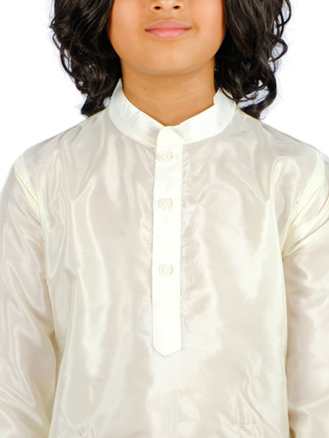 Sethukrishna Boys Cream-Coloured Embroidered Kurta With Dhoti Pants