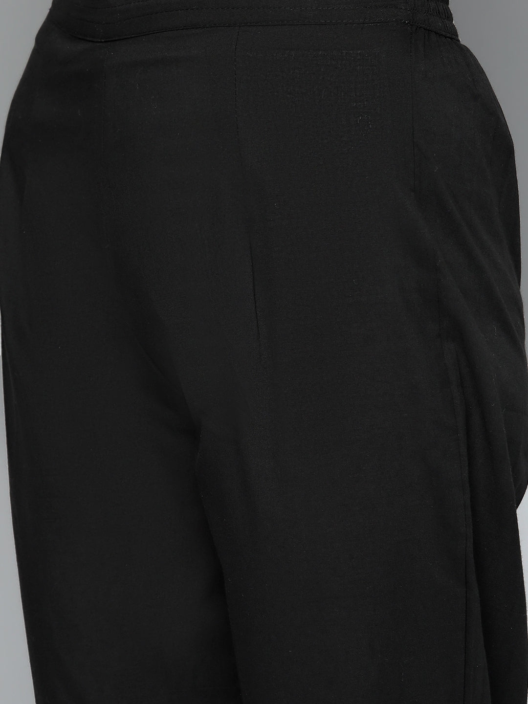 HERE&NOW Women Black Ethnic Motifs Embroidered Kurta with Trousers & With Dupatta