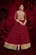 Monjolika Fashion Red Color Georgette Festival Anarkali Salwar Suit