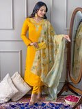 The52 Gorgeous Embroidered Viscose Fabric Straight Kurta, Pant and Dupatta Set