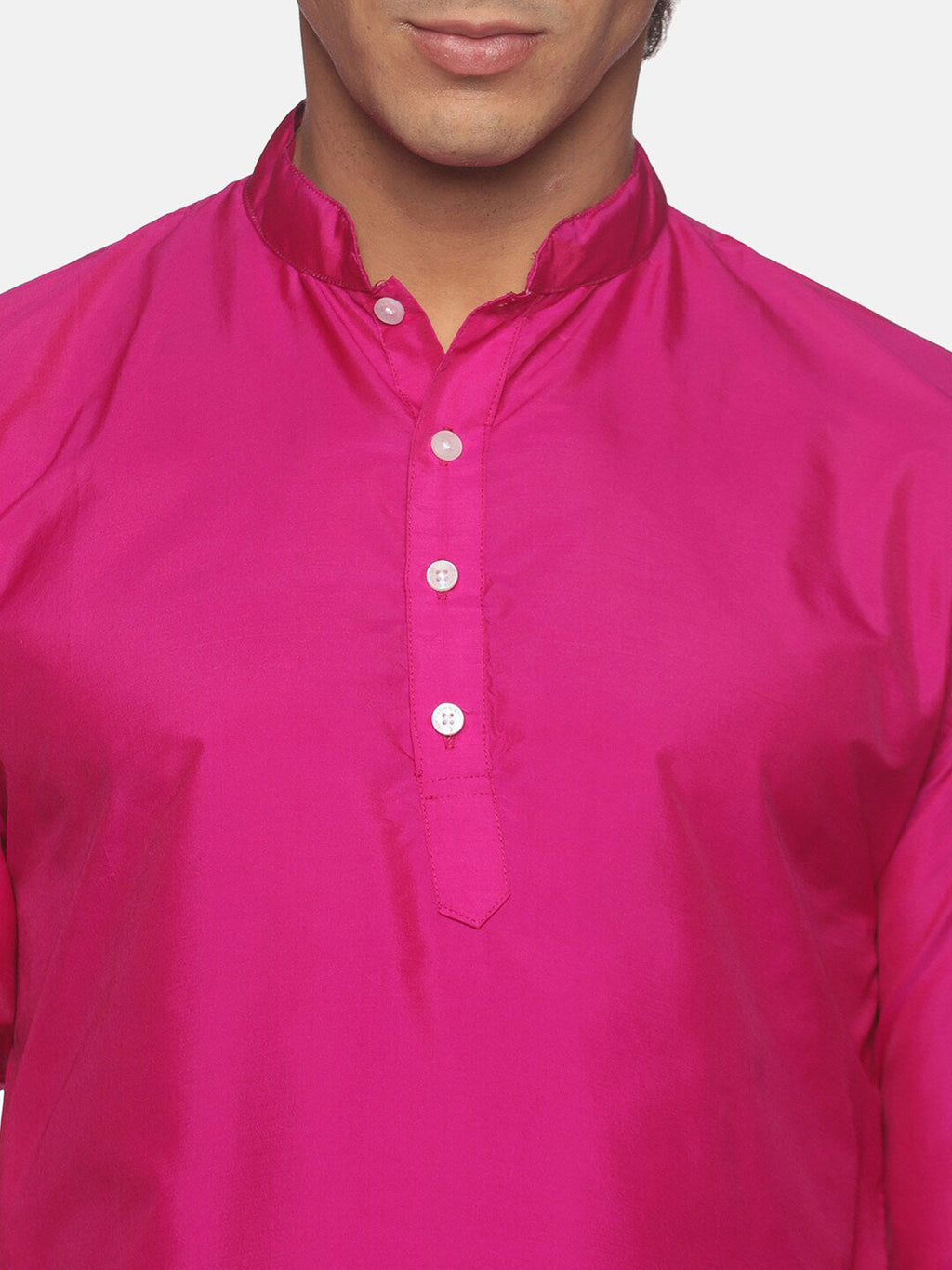 Sethukrishna Men Pink Solid Kurta with Pyjamas