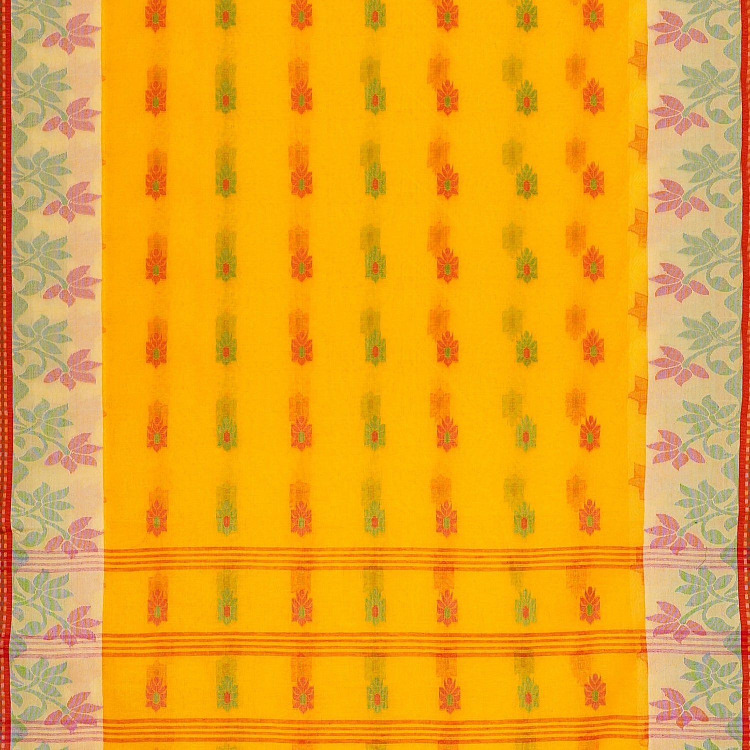 Exclusive Collection 100% Pure Cotton Yellow Tant Saree With Hand Weaving Work