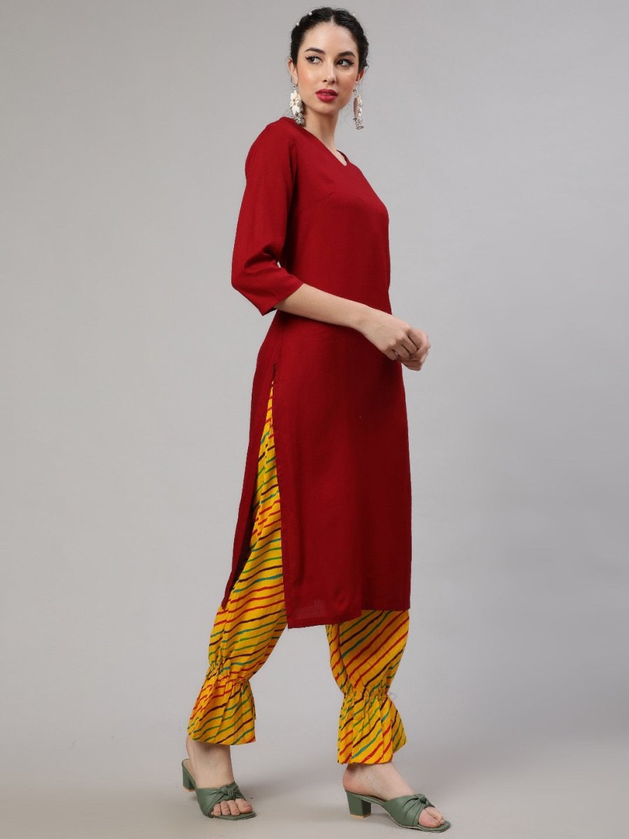 Aks Mandarin Collar Regular Kurta with Harem Pants