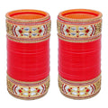 Tehzeeb Creations Bridal Bangle Set Designer Golden White & Red Stone Chuda Dulhan Wedding Choora Fashion Chura For Women
