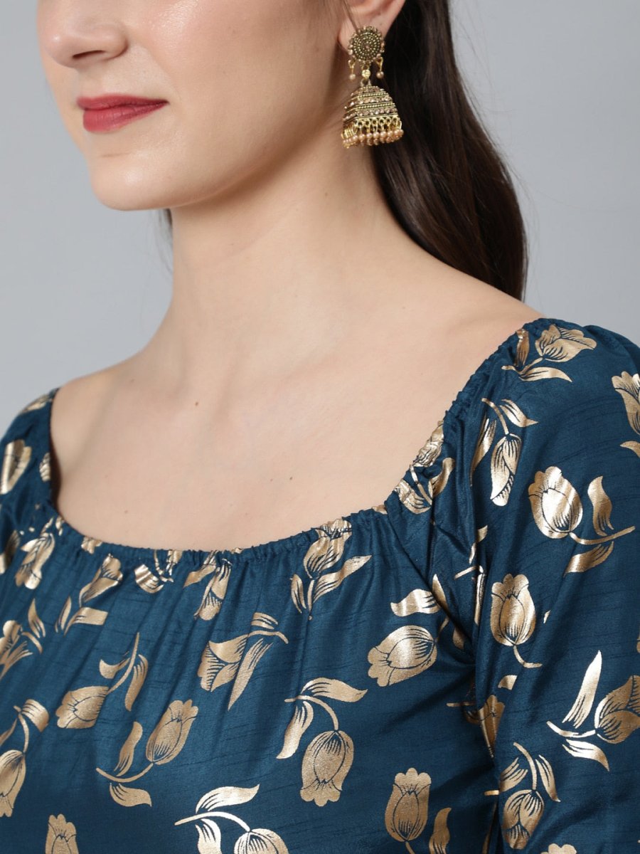 Aks Floral Yoke Design Anarkali Kurta