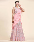 Pink Pure Viscose Georgette Thread With Sequins Embroidery Work Lehenga Choli With Dupatta - Tanya
