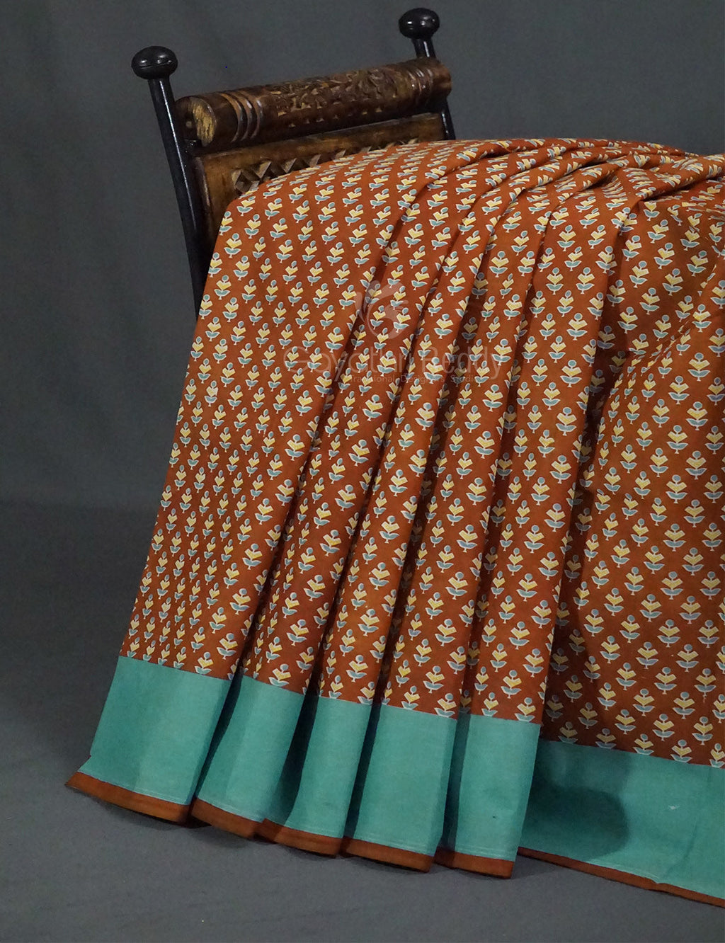 Chikoo Brown Block Print Pure Mulmul Cotton By Gayathri Reddy Designer Studio