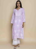 HOUSE OF KARI Floral Embroidered Chikankari Straight Kurta