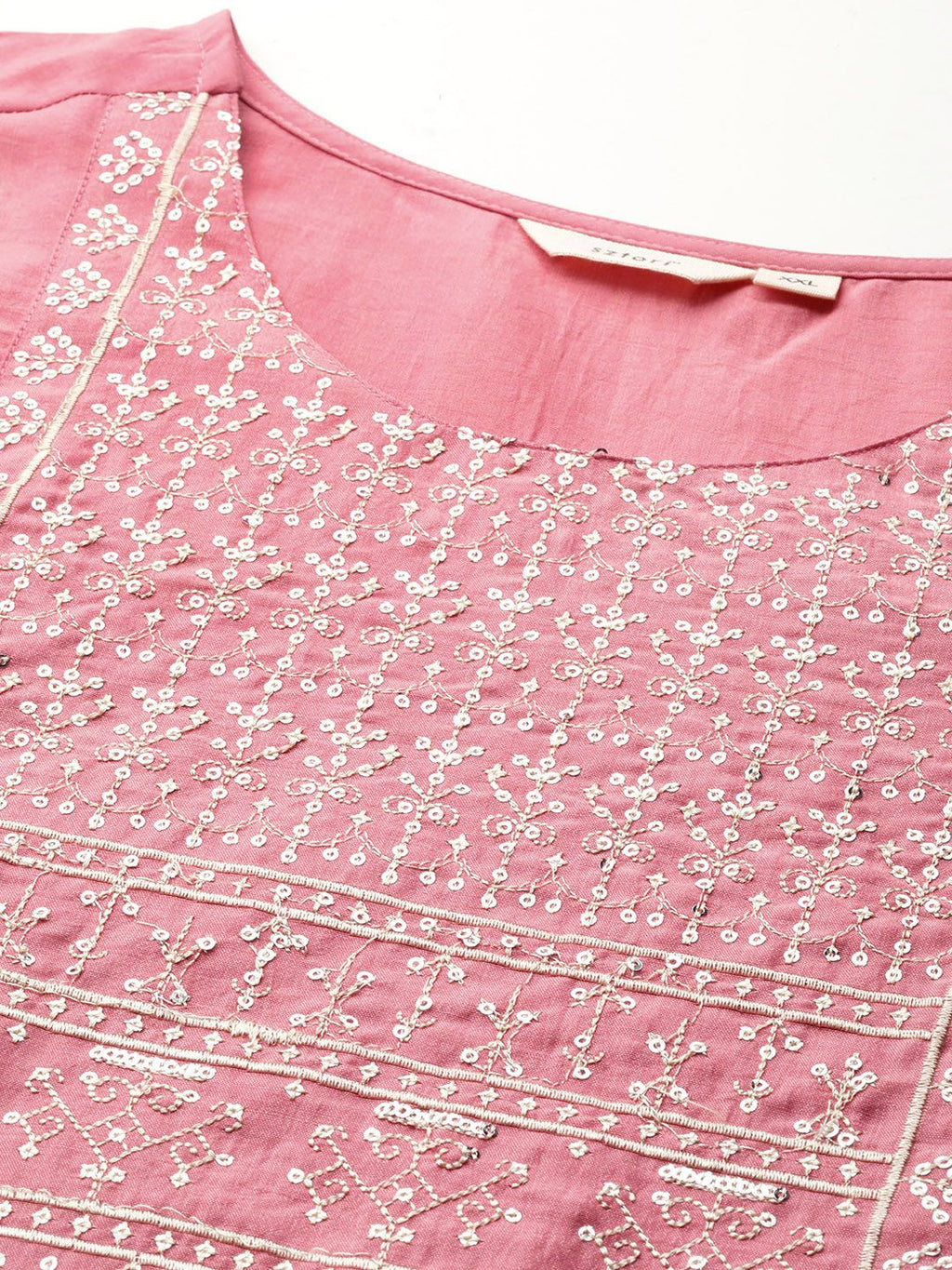 Sztori Plus Size Ethnic Motifs Embroidered Sequinned Gotta Patti Detailed Kurta