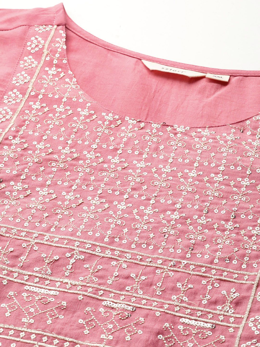 Sztori Plus Size Ethnic Motifs Embroidered Sequinned Gotta Patti Detailed Kurta