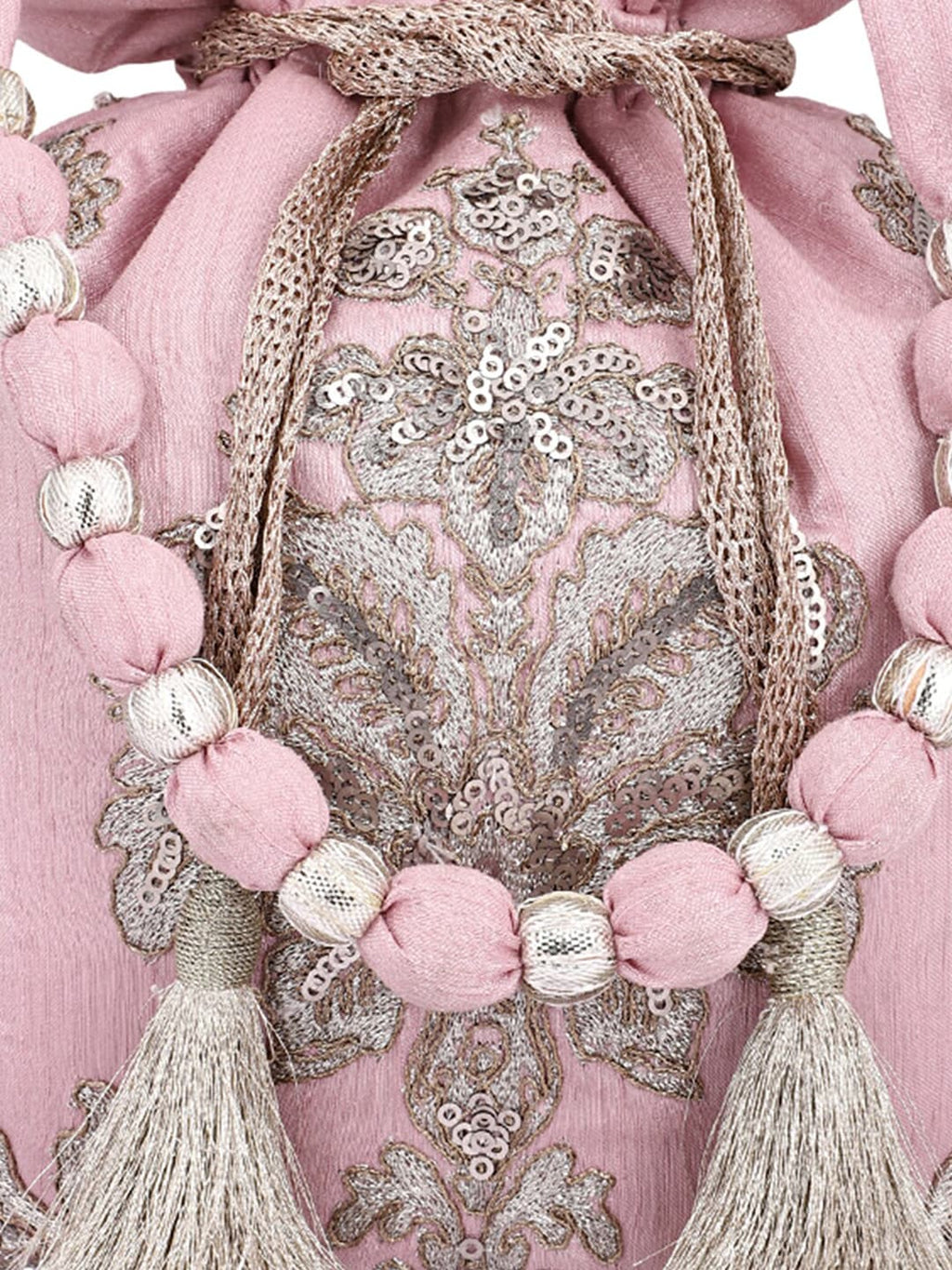 Masq Pink & Gold-Toned Embellished Embroidered Potli Clutch
