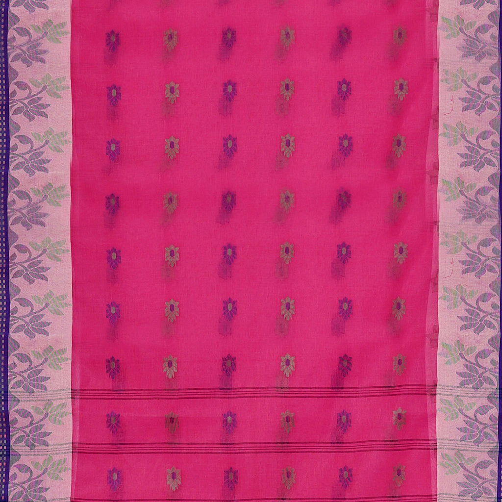 Exclusive Collection 100% Pure Cotton Pink Tant Saree With Hand Weaving Work