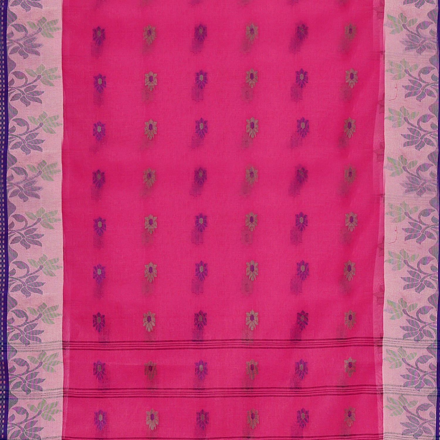 Exclusive Collection 100% Pure Cotton Pink Tant Saree With Hand Weaving Work