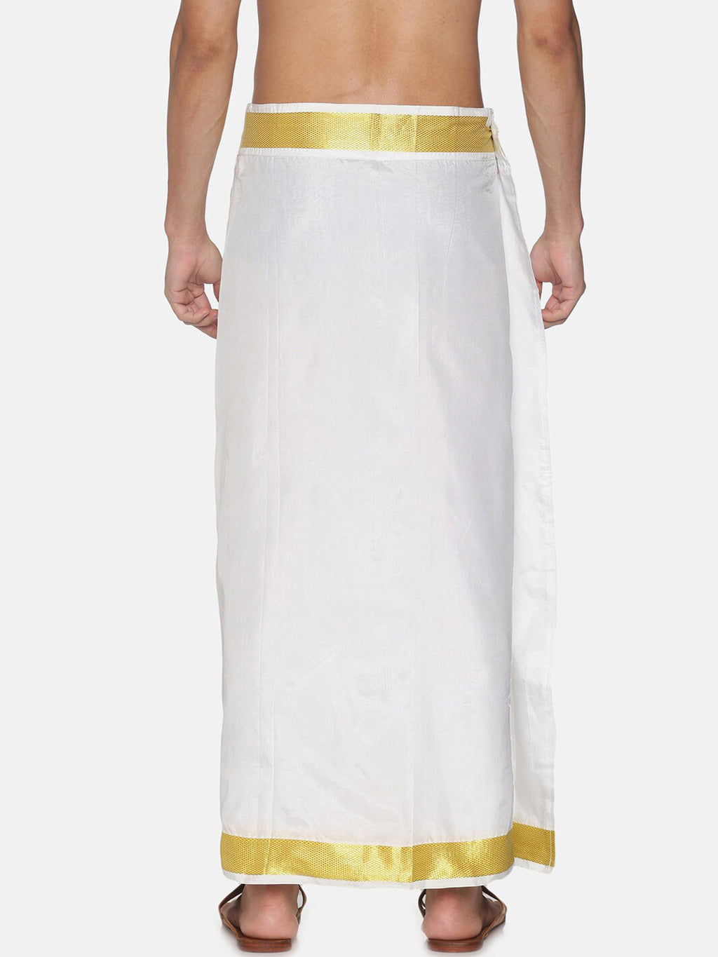 Sethukrishna Men White Solid Readymade Dhoti