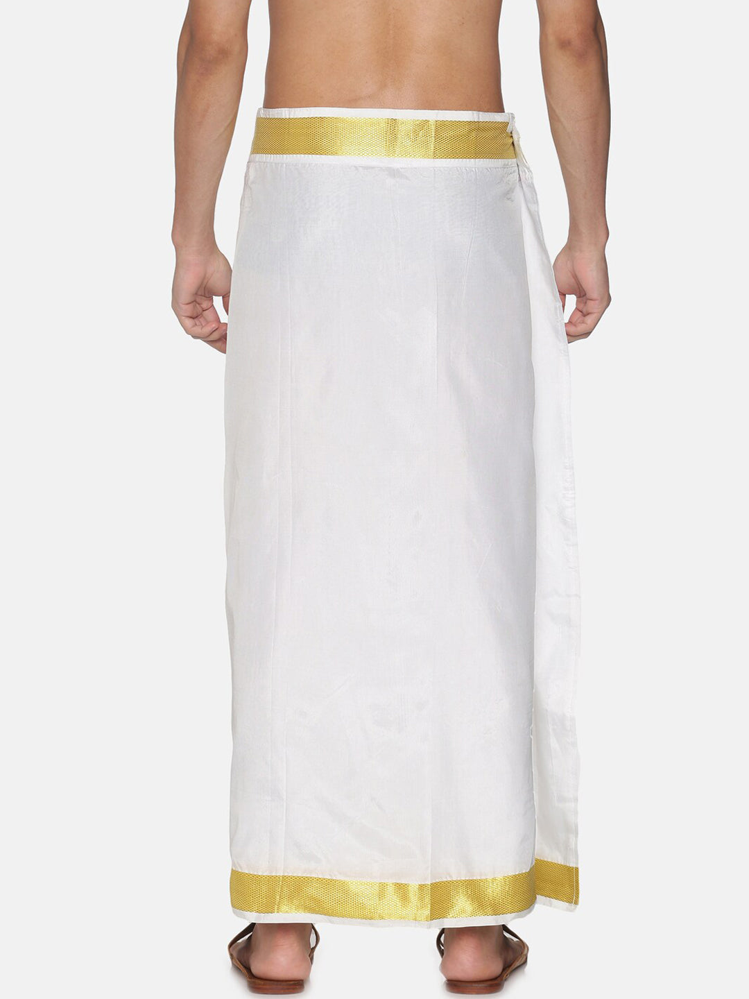 Sethukrishna Men White Solid Readymade Dhoti
