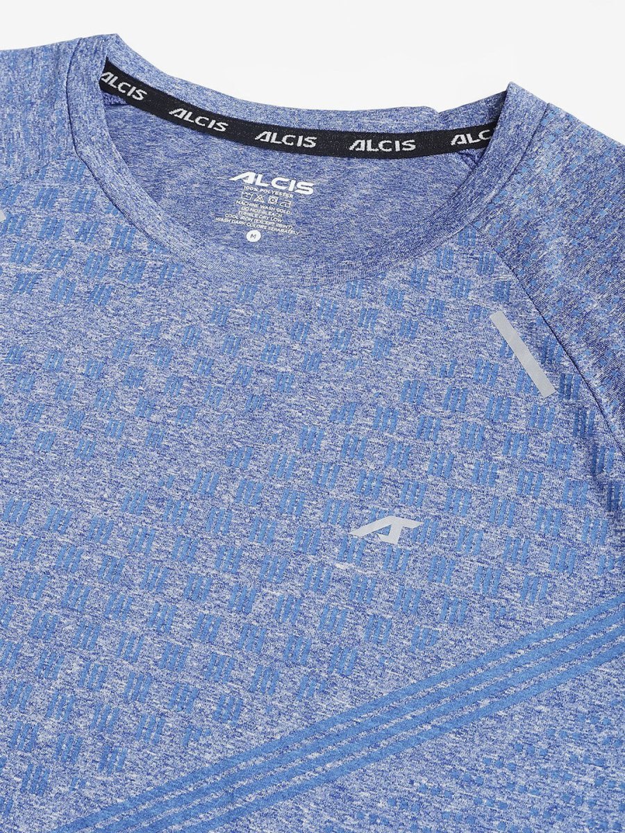 Alcis Men Heather Anti-Static Slim-Fit Round Neck Distance Running T-Shirt